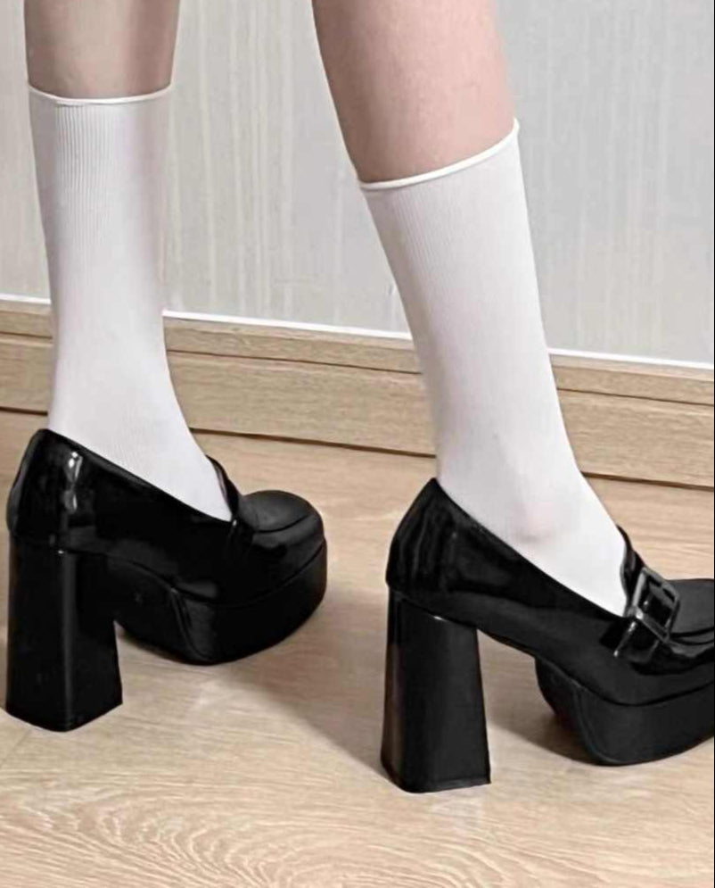 Preppy Buckle High-heeled Shoes