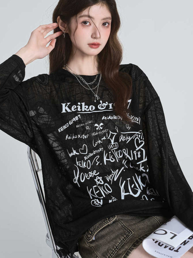 Butterfly Hollow Back Long-sleeved Top