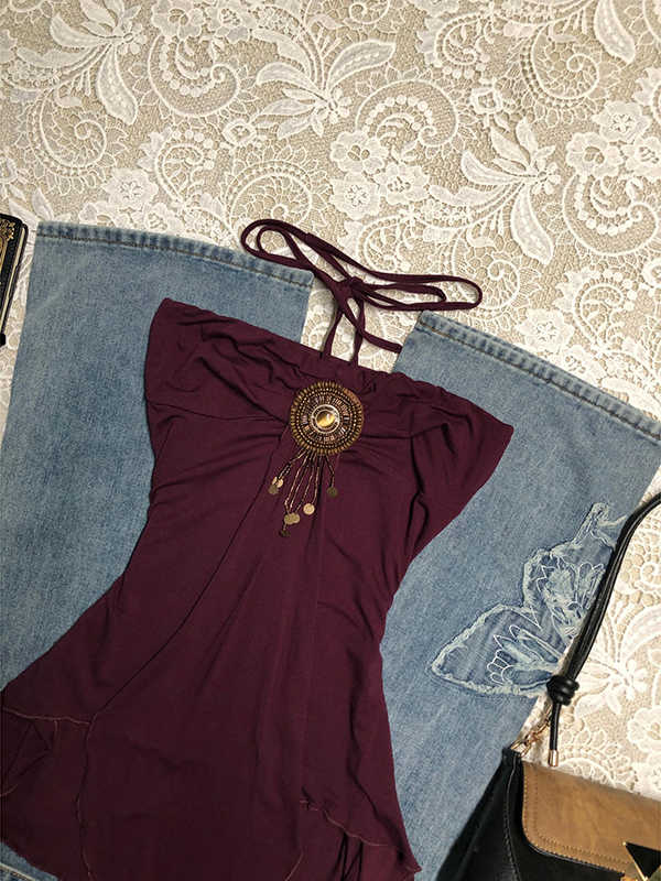 Retro Halter Neck Tube Top