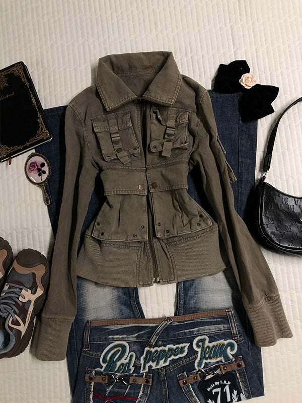 green distressed jacket