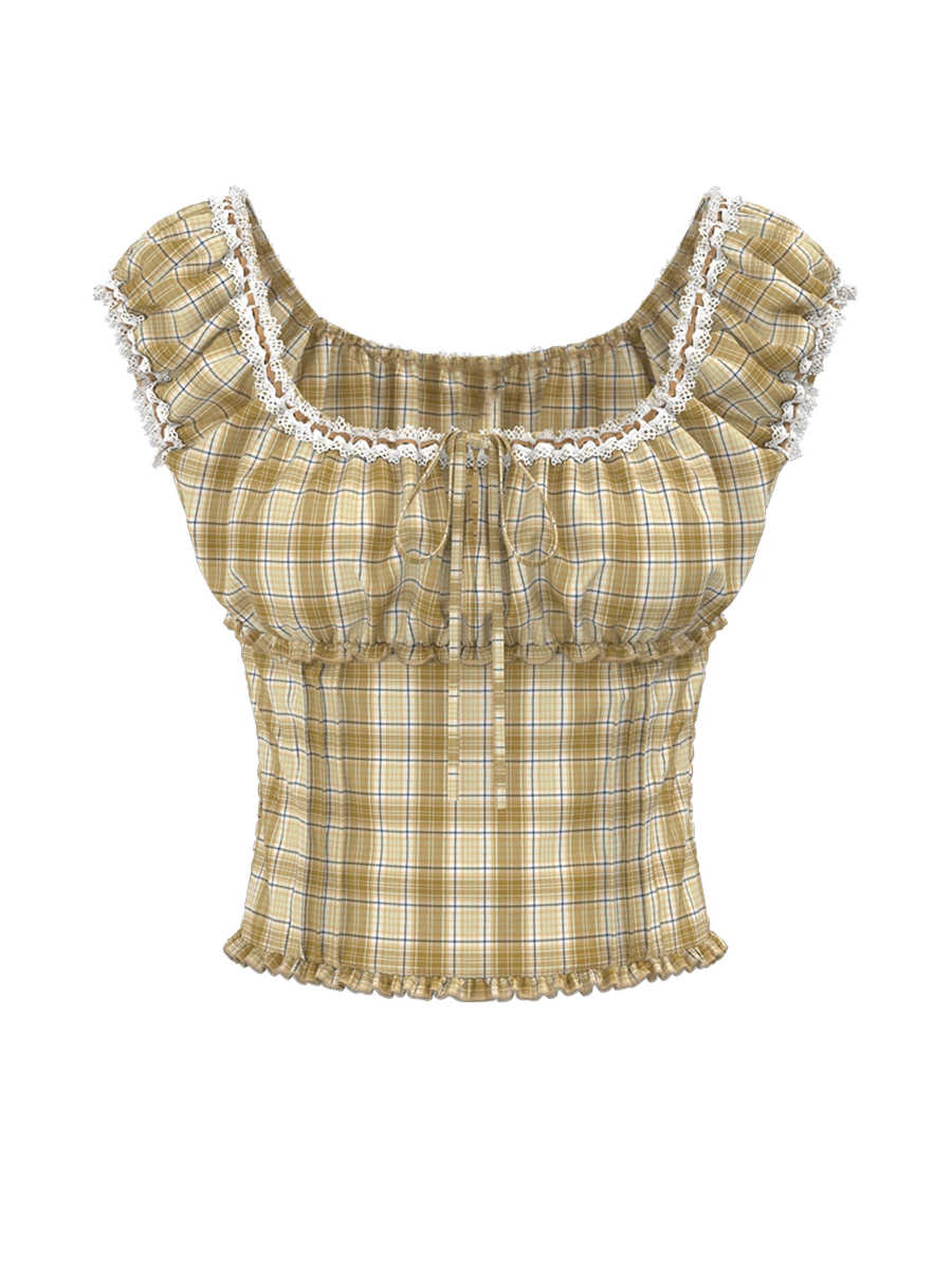Lace Fungus Plaid Blouse