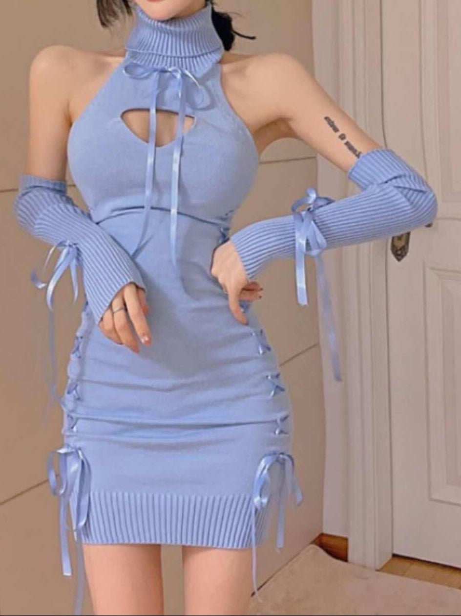 Off-shoulder Strap Knitted Dress
