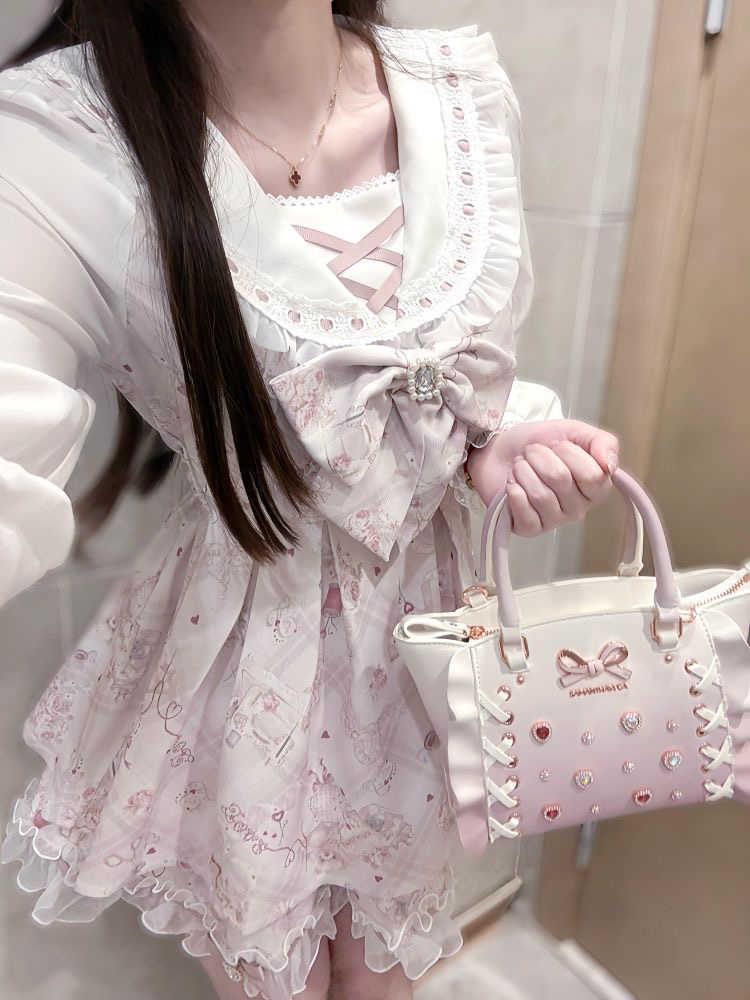 Retro Pink Two-piece Shirt Dress