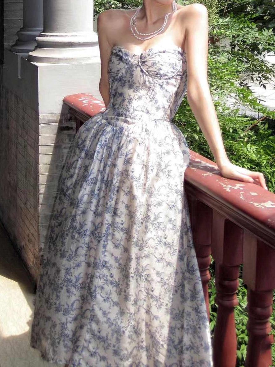 Navy Floral Corset Dress
