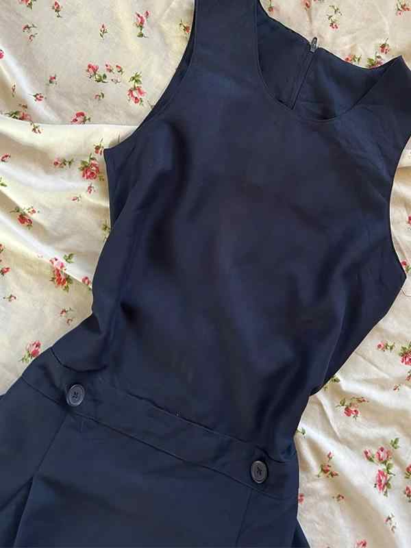 Retro Navy Sleeveless Dress