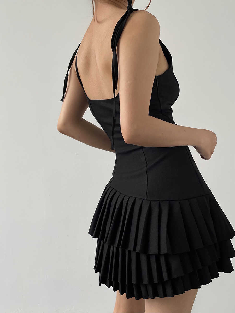 Layered Pleated Dark Coquette Dress