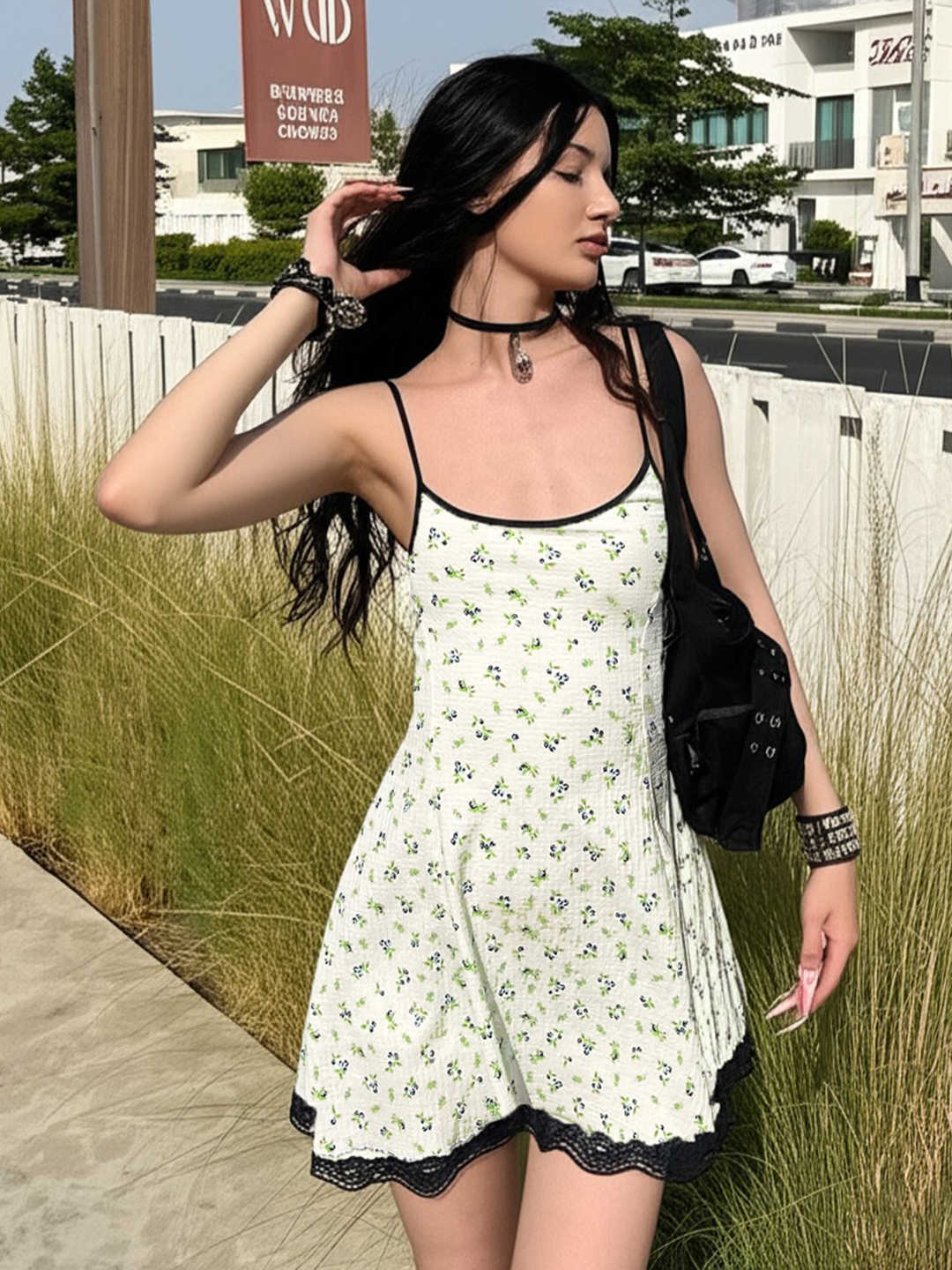 Fresh Floral Suspender Dress