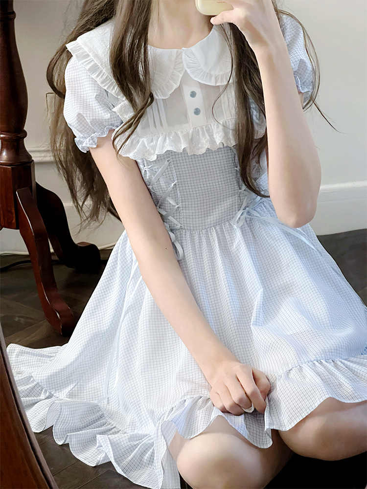 Dollete Baby Blue Plaid Dress