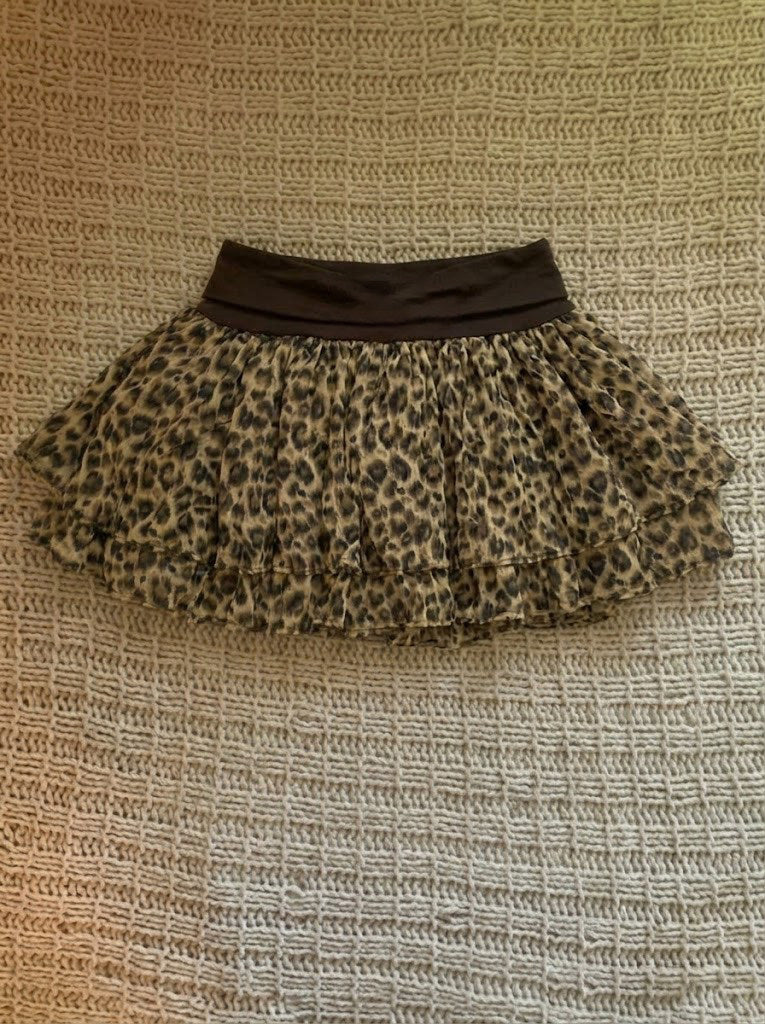 Y2K Leopard Bow Mini Skirt