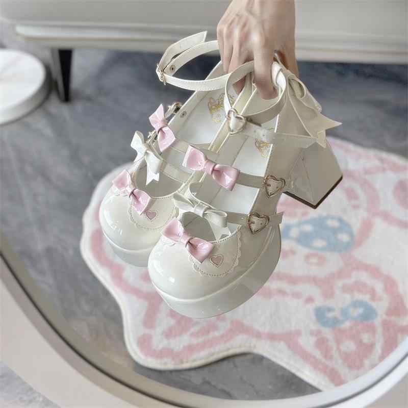 Sweet Bow Thick Heels Shoes