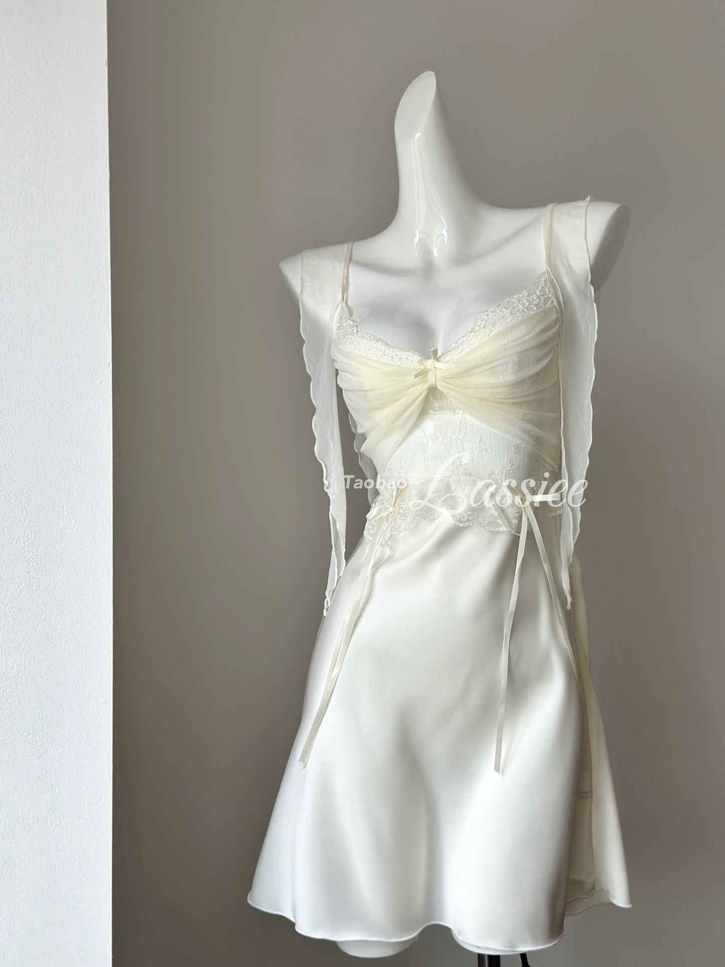 Flower Mesh Suspender Nightgown