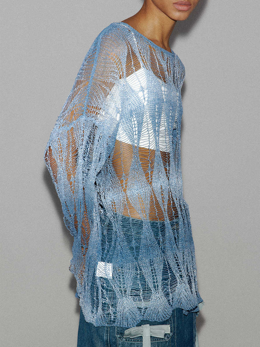 Diamond-shaped Hollow Knitted Blouse