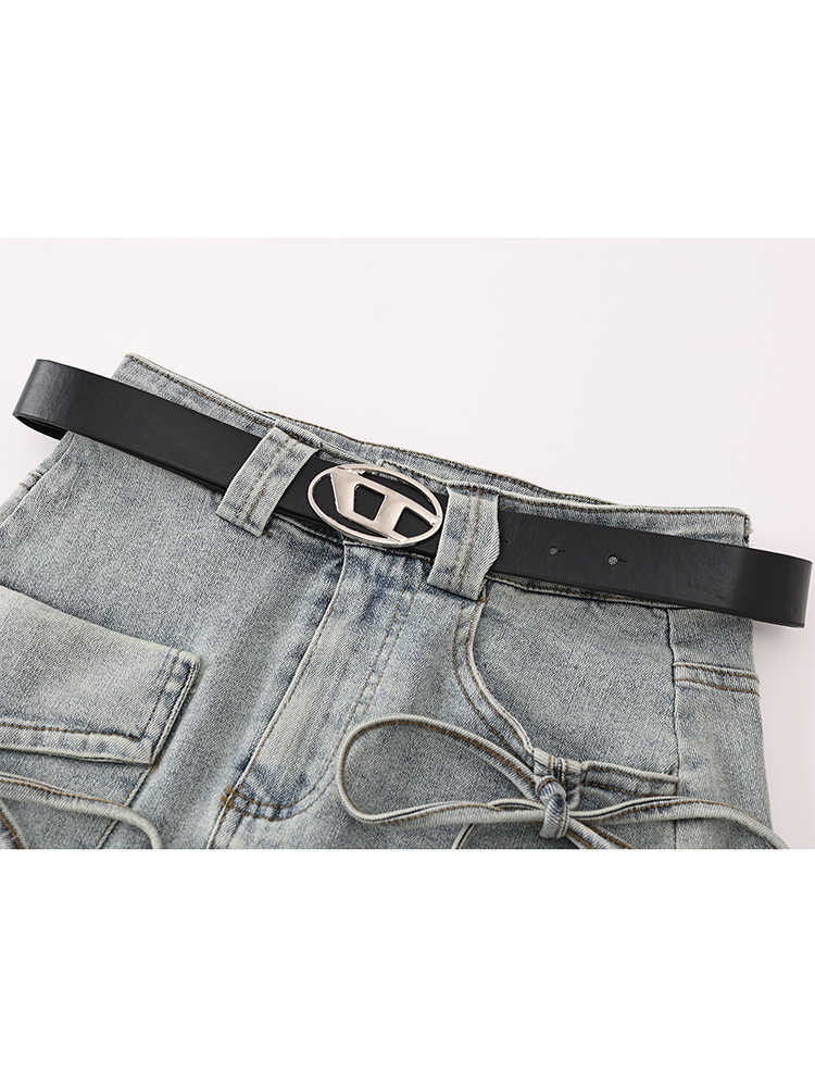 Strap Bows Denim Coquette Skirt