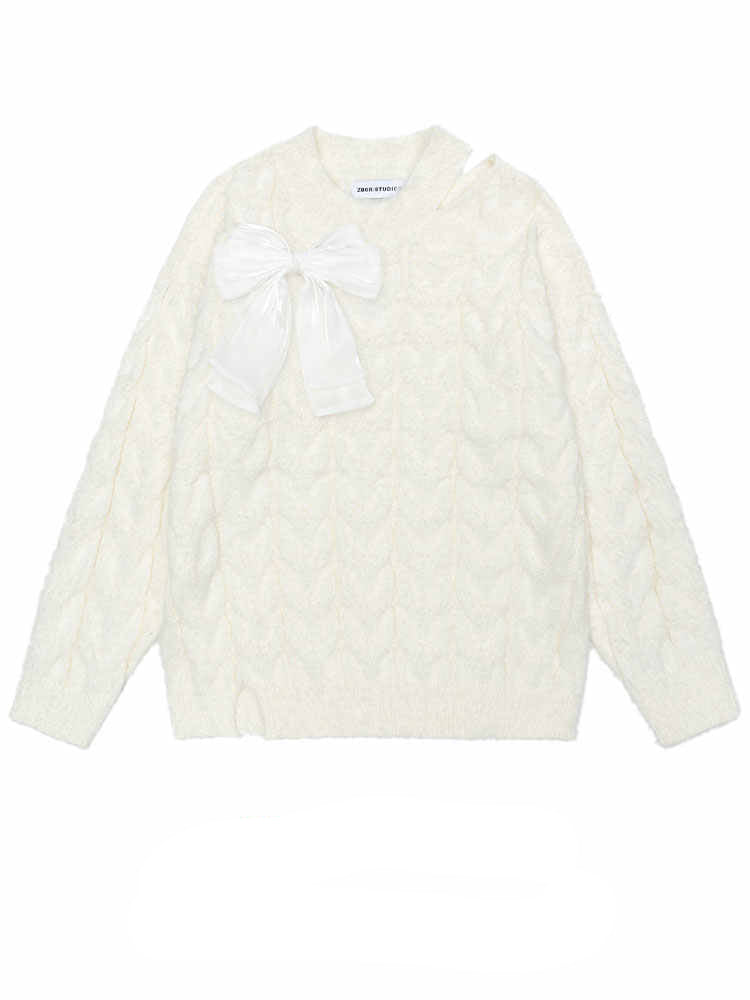 Soft Girl Bow Off-shoulder Coquette Sweater