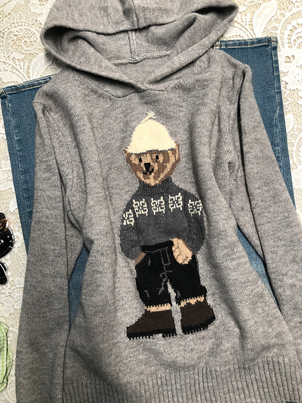 retro bear embroidered sweater