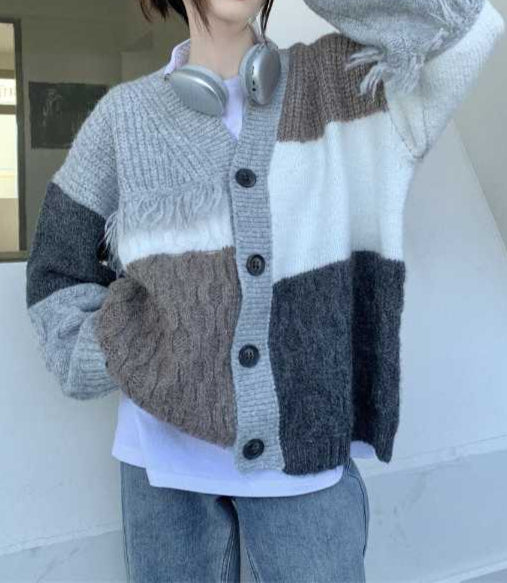 Acubi Retro Tassel Knitted Cardigan