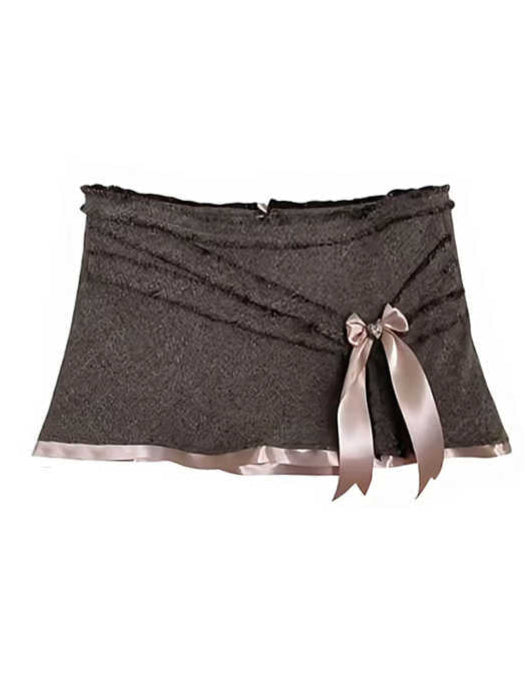 Bow Stitching Short Skirt