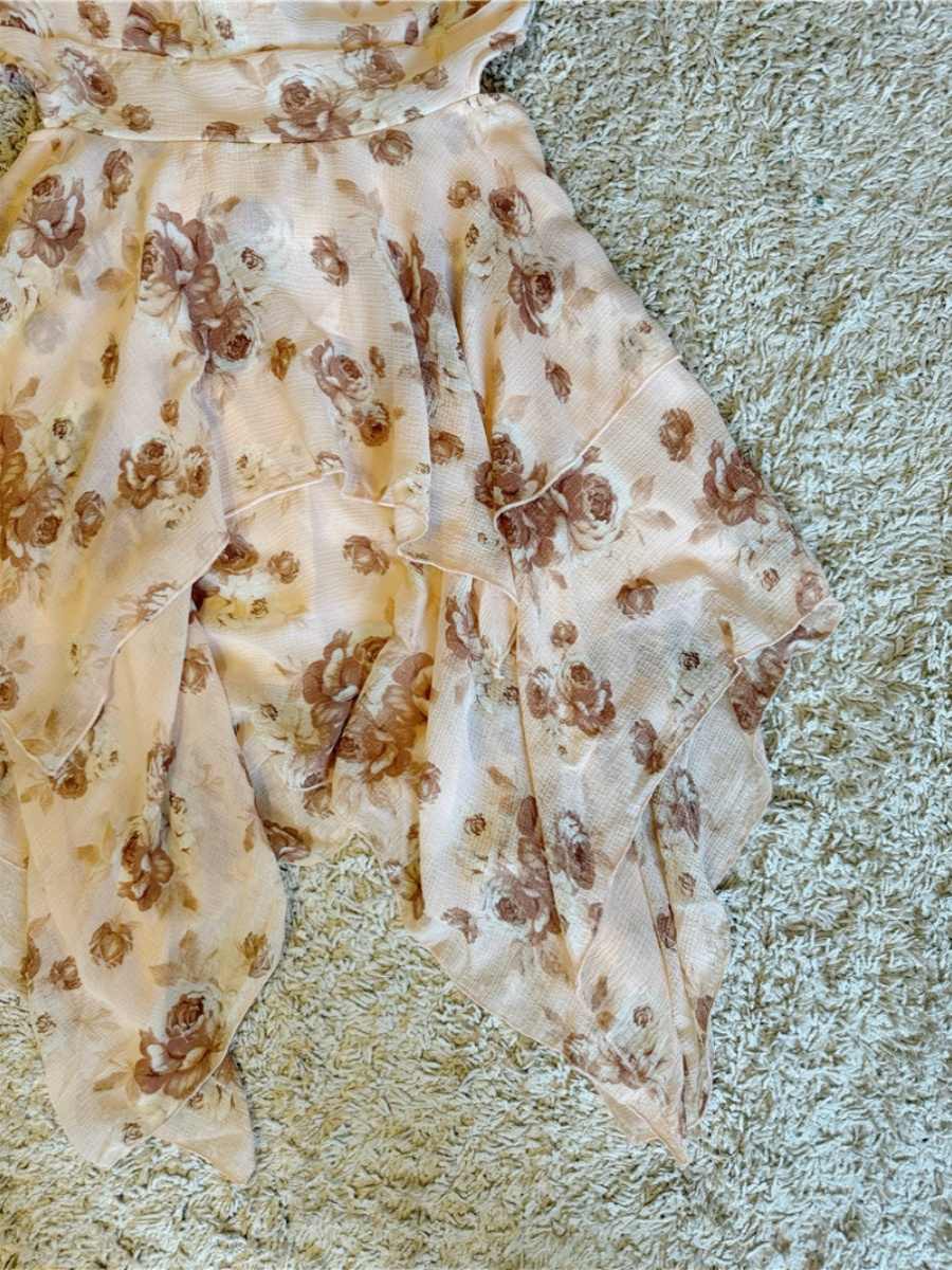 Retro Brown Floral Irregular Dress