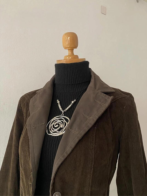 brown corduroy suit collar jacket
