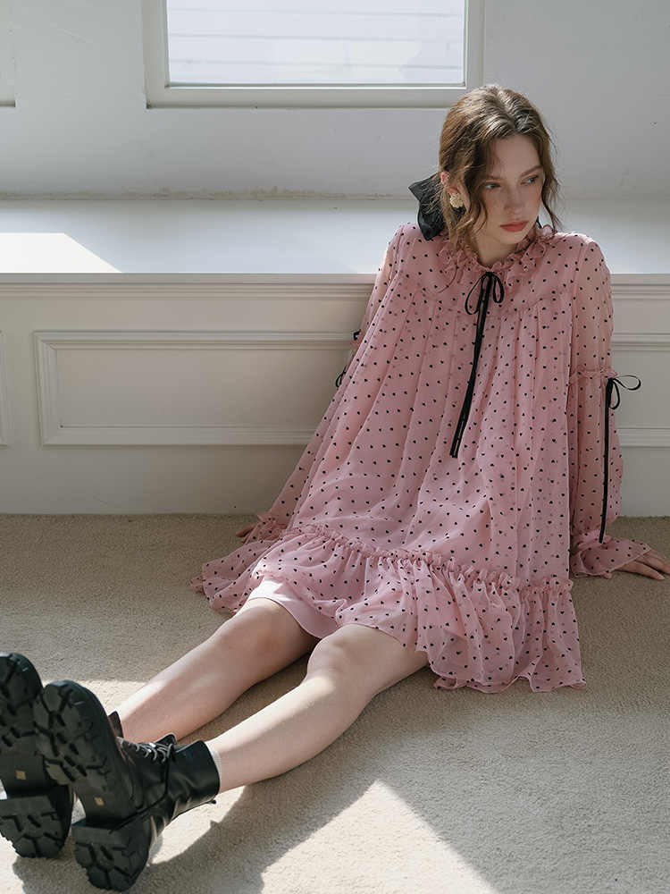 Pink Polka Dot Doll Dress