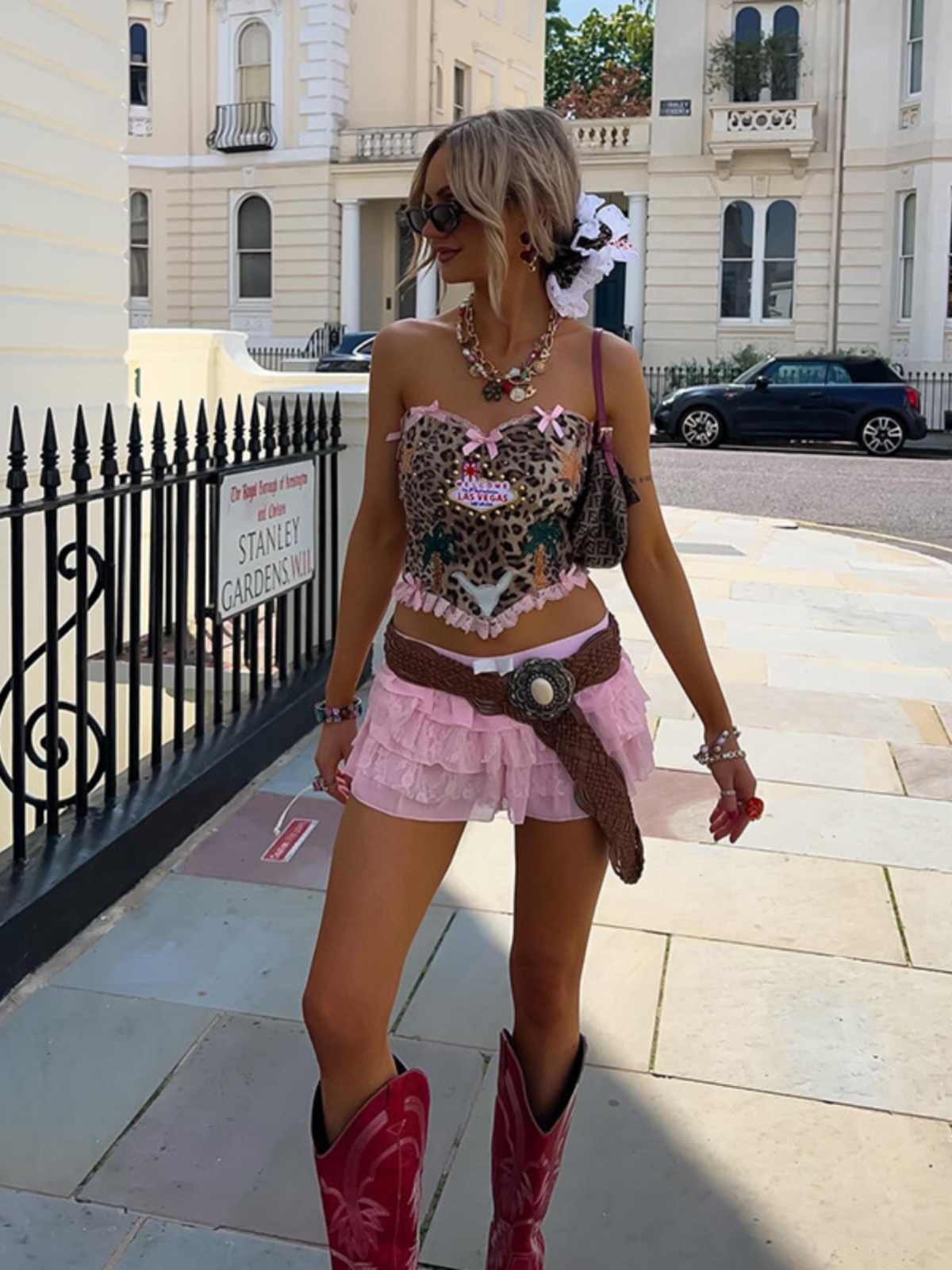 Y2K Leopard Bow Crop Top