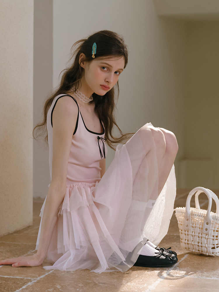 Pink Ballet Knitted Mesh Dress