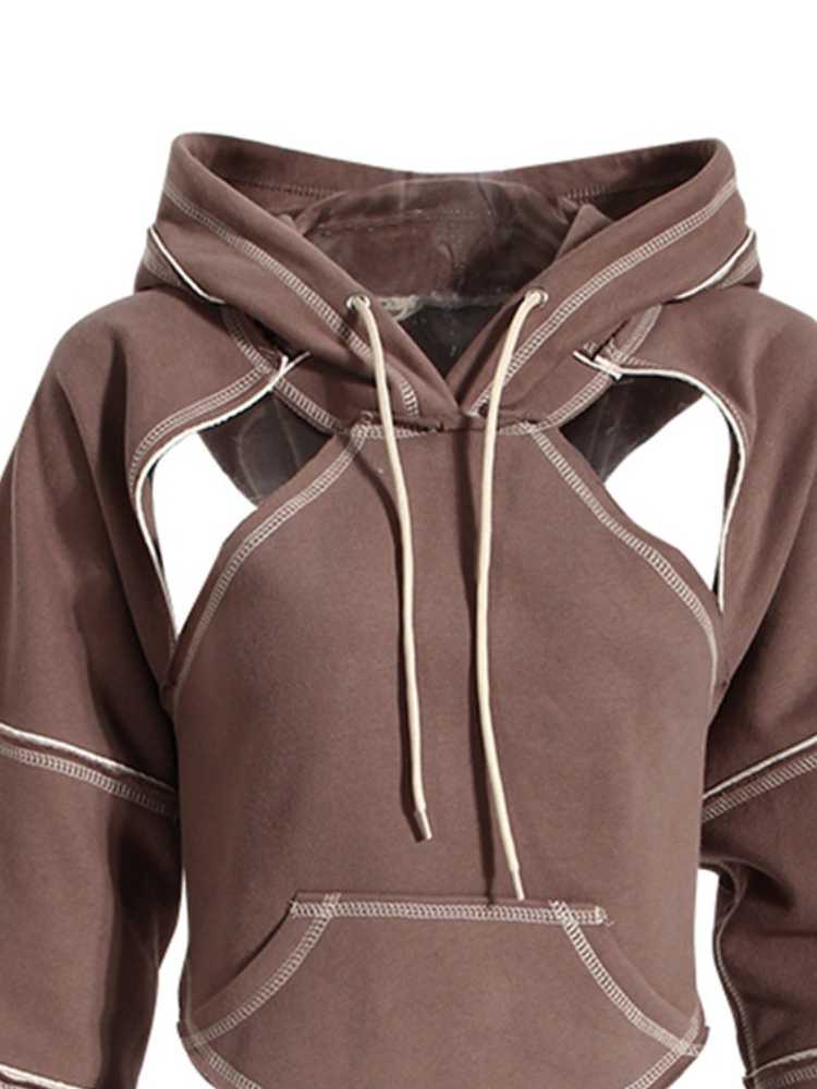 Acubi Street Hollow Stacking Hooded Sweatshirt