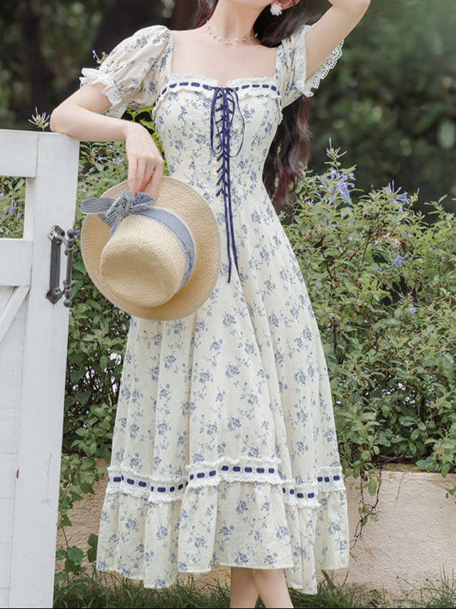 French Princess Floral Corset Dress