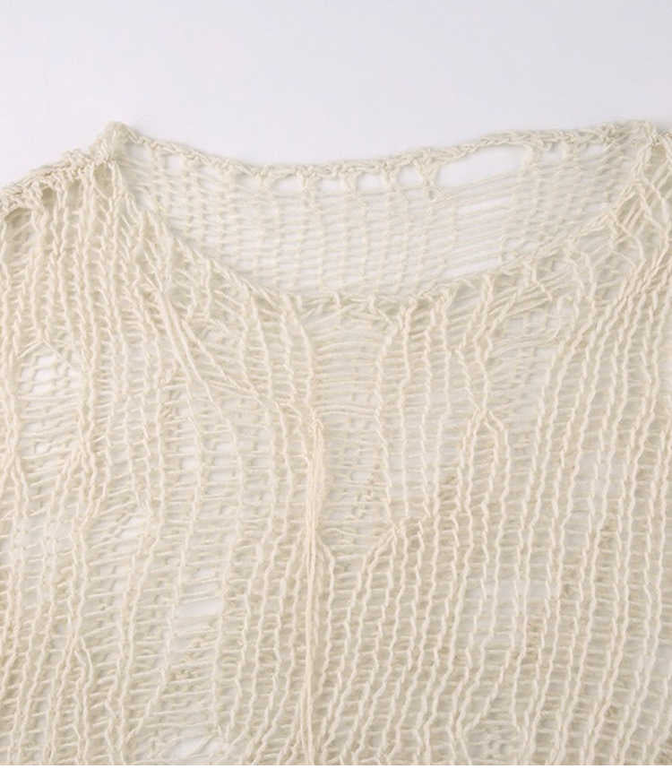 Fairy Grunge Irregular Hollow Pullover Blouse