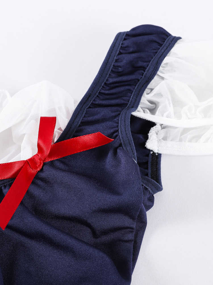 Navy Puff Sleeves Lingerie