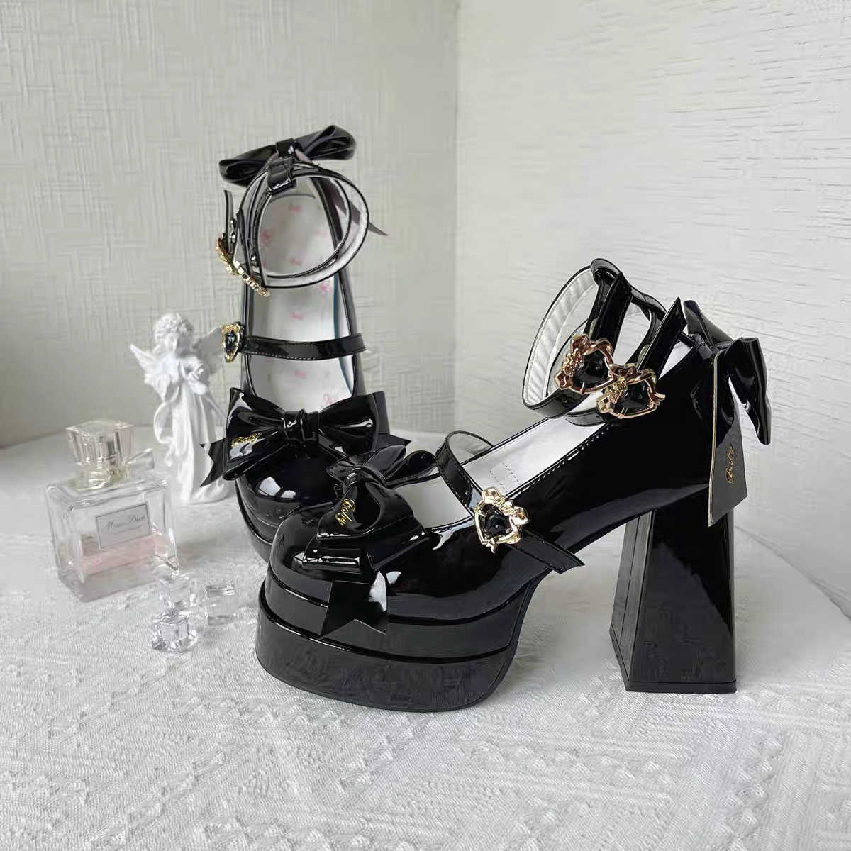 Bows Heart Buckle Lolita Shoes