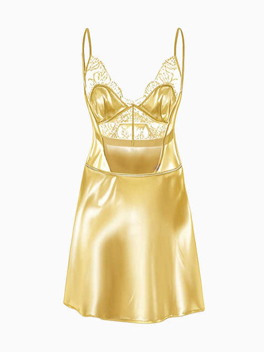 Gold Hollow Lace Nightgown