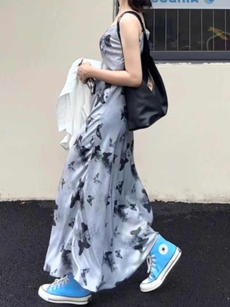 Butterfly Satin Suspender Dress
