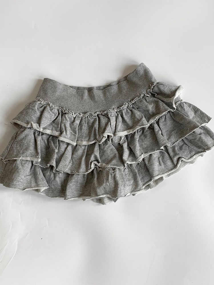 Retro Gray Hooded Sleeveless Top+Skirt