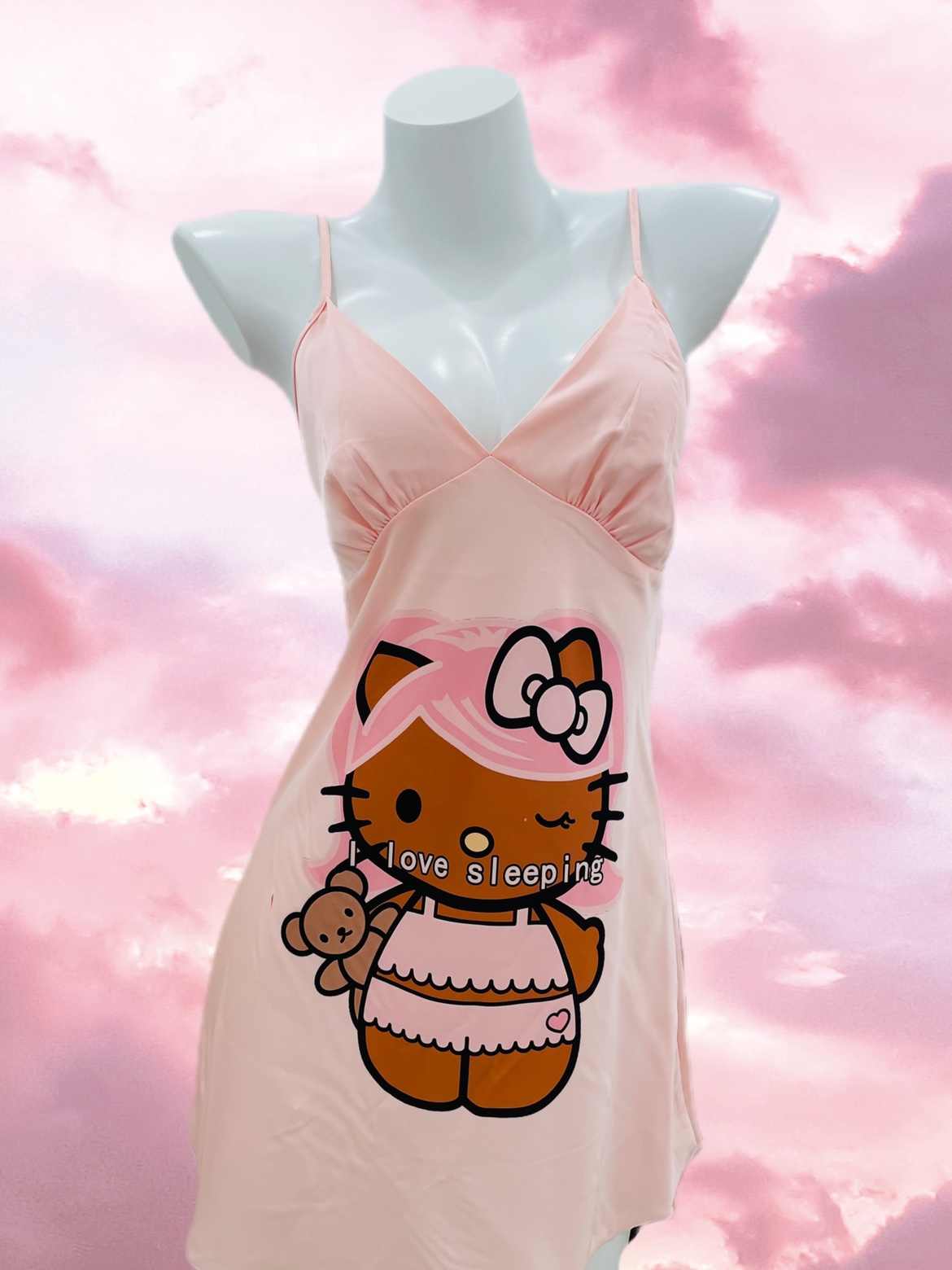Cute Kitty Suspender Nightgown