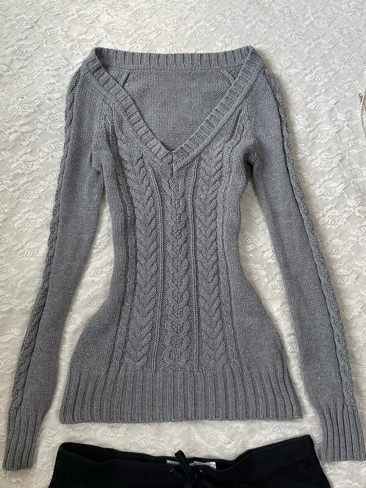Gray Twist Knitted Top