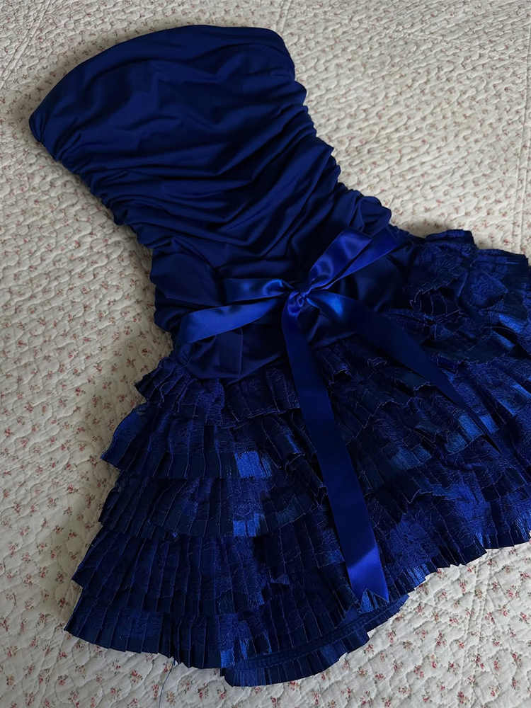 Retro Lace Tube Top Dress