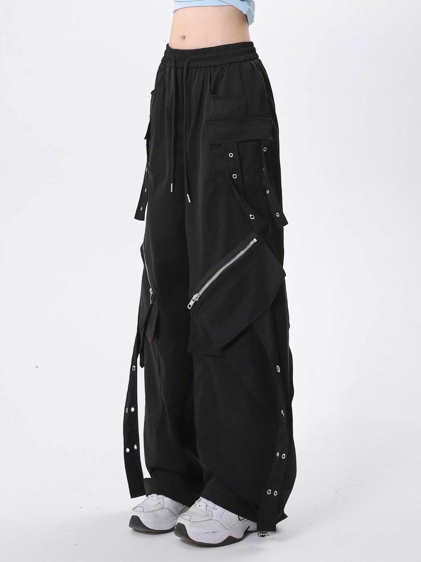 Acubi Street Pockets Design Baggy Pants