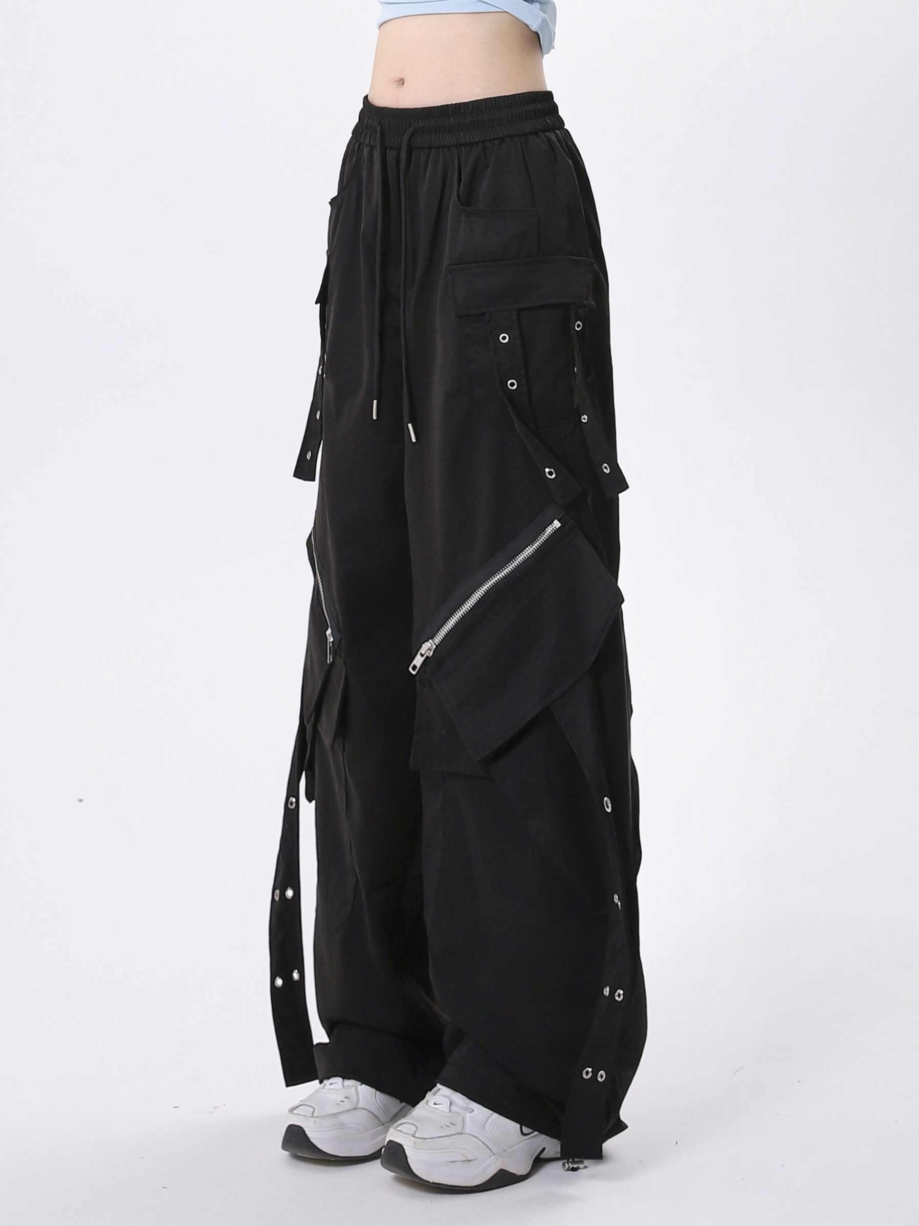 Acubi Street Pockets Design Baggy Pants