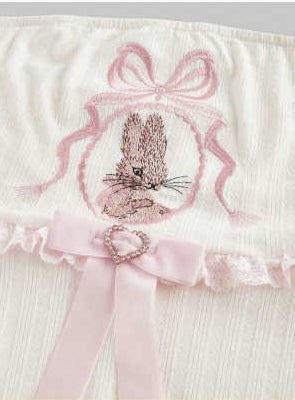 Rabbit Embroidered Lace Crop Top