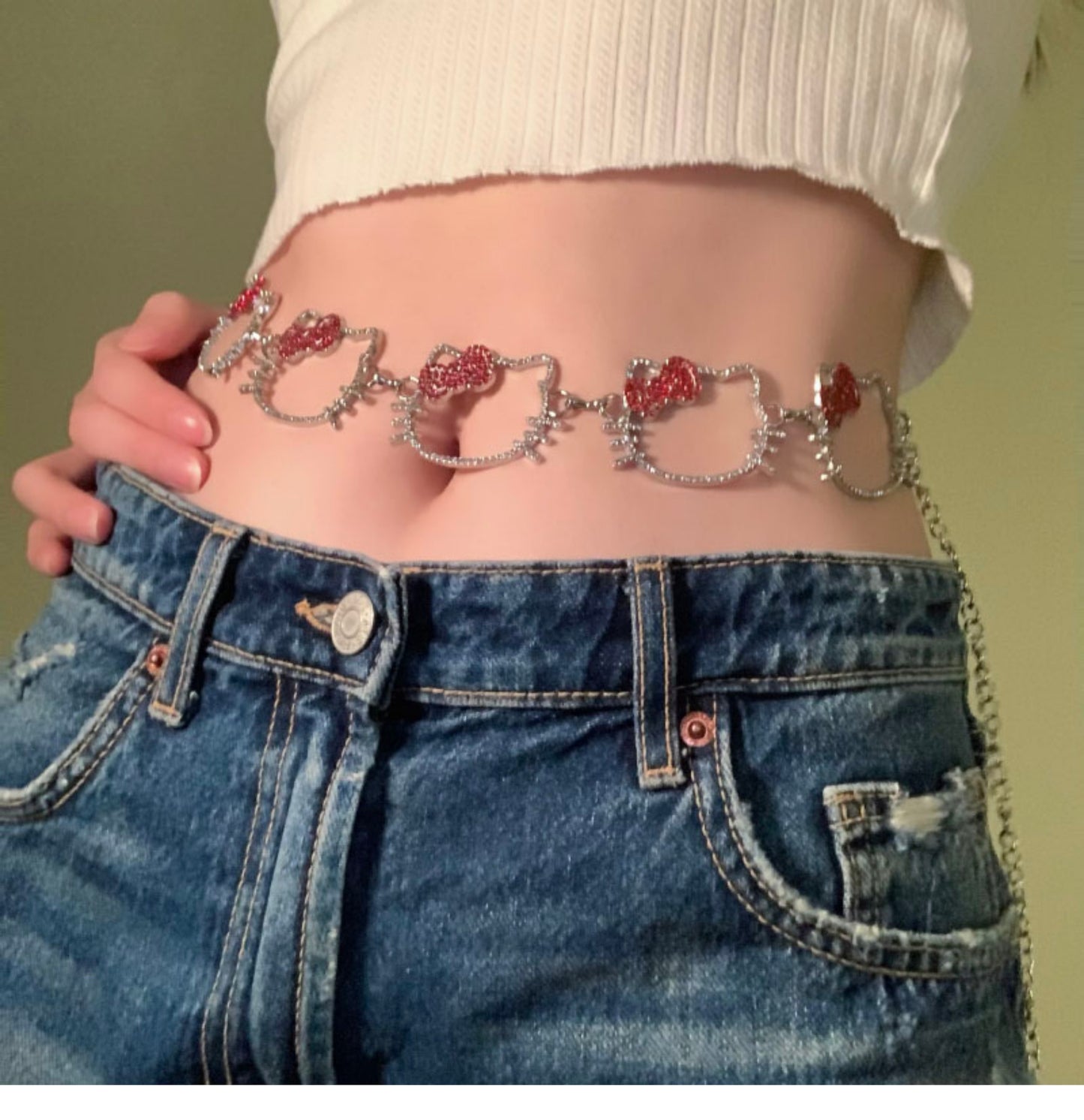 Y2K Pink Kitty Waist Chain