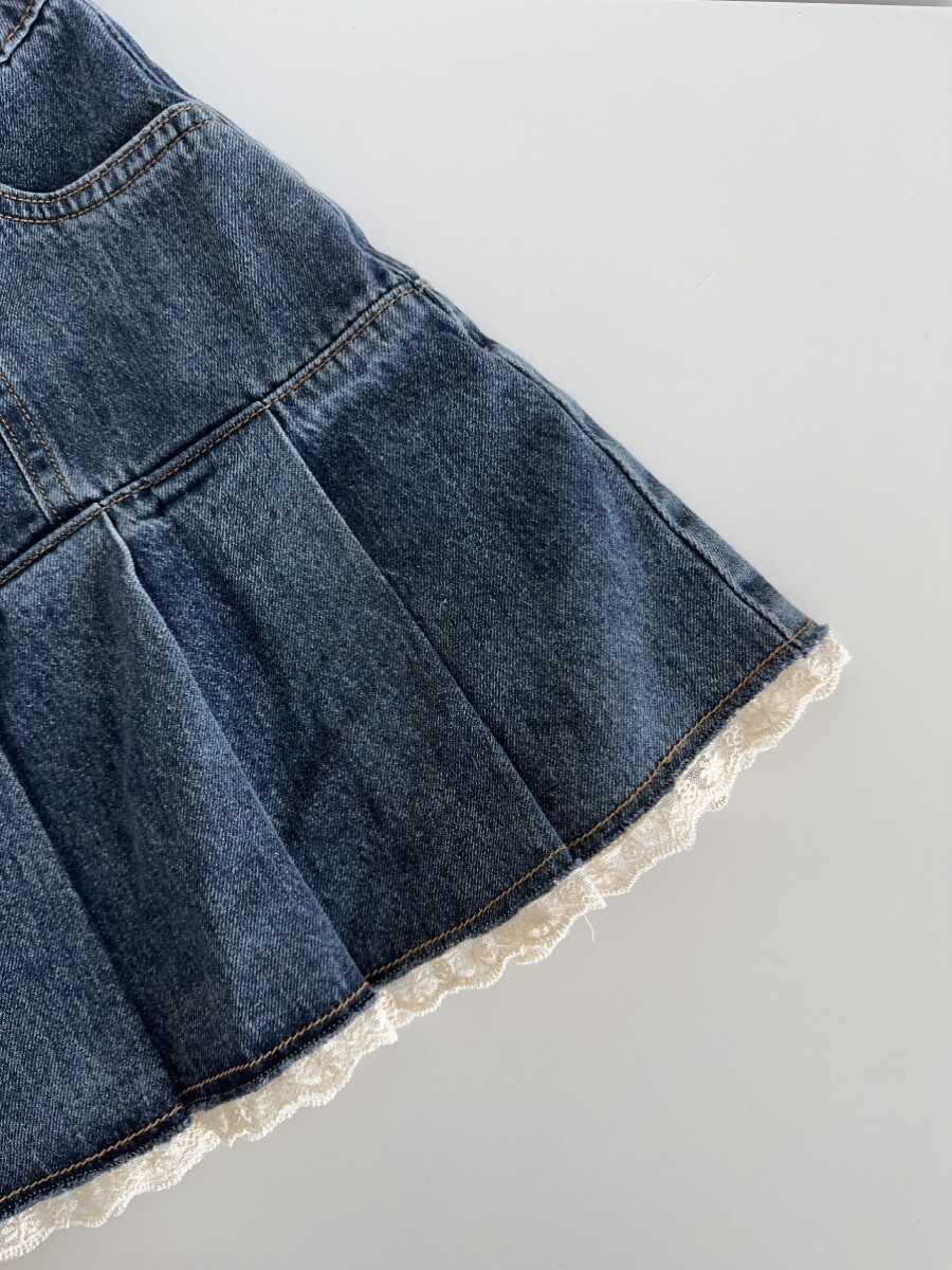 Lace-trimmed Denim Skirt