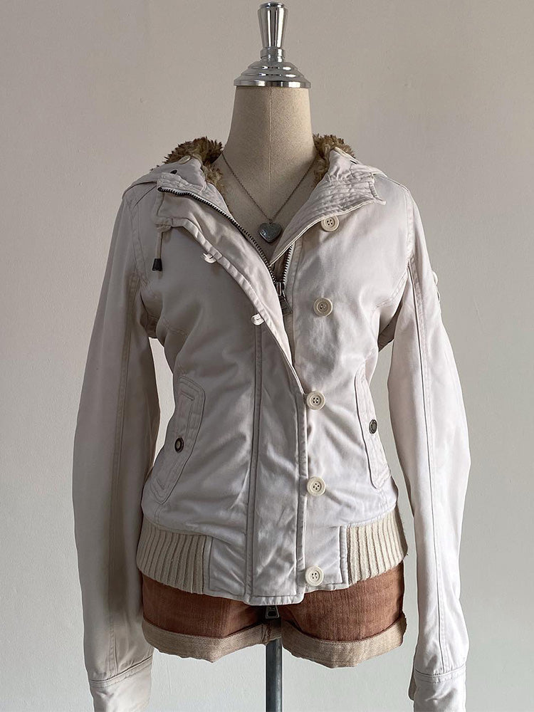 retro fur white coat