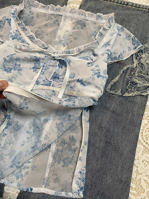 Retro Chiffon Floral Shirt