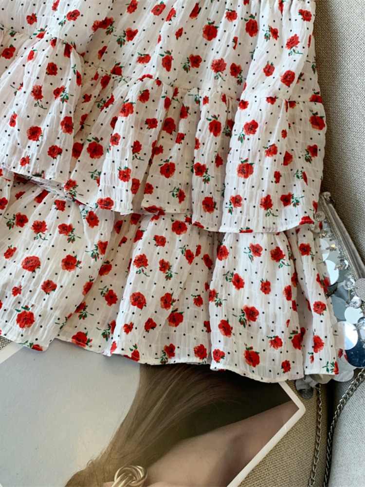 Ballet Polka Dot Floral Fluffy Cake Skirt