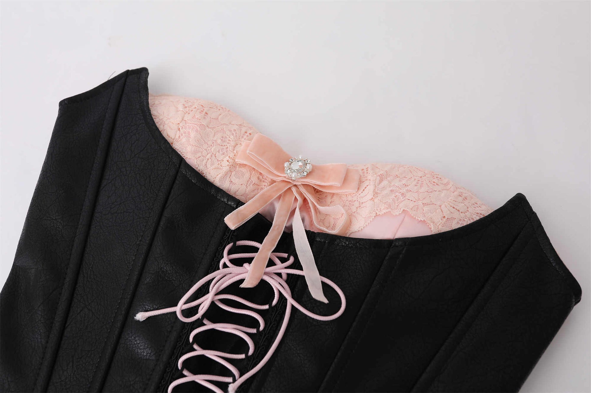 Hourglass Bow Leather Corset Dark Coquette Coord