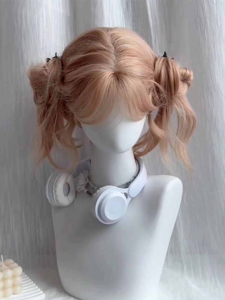 Pink Gold Curly Wig