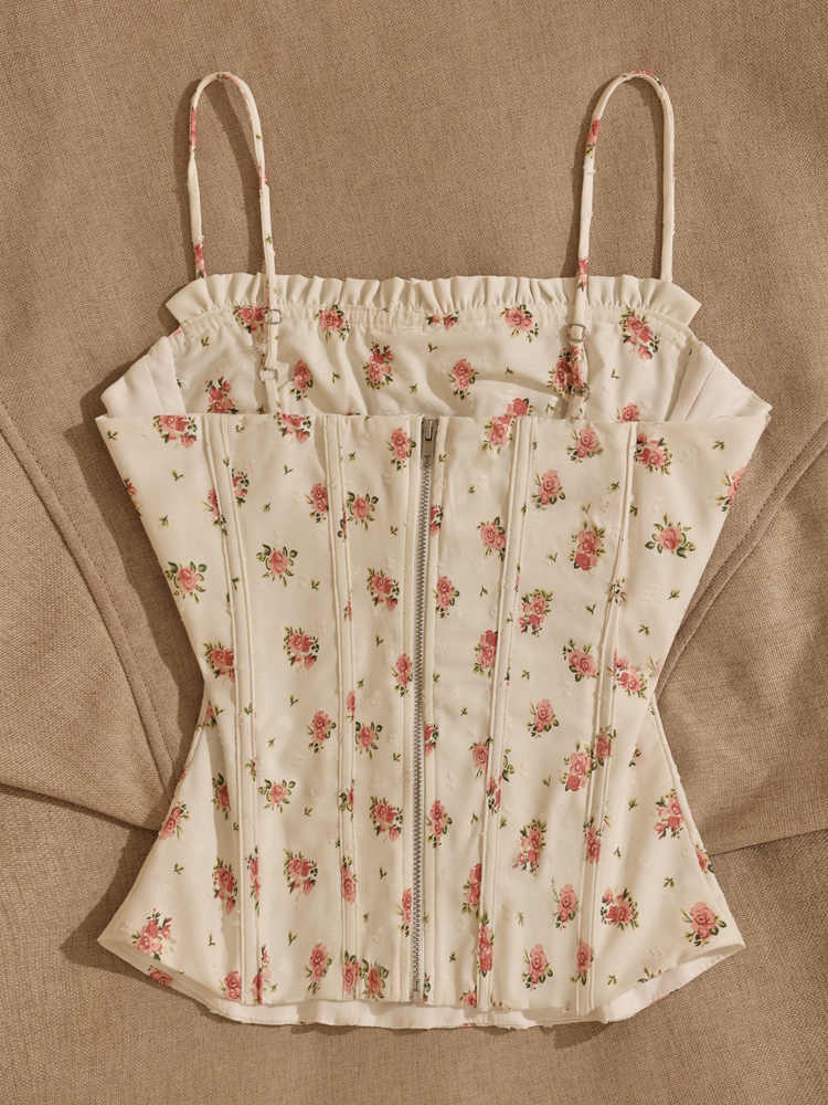French Floral Bow Tank Top