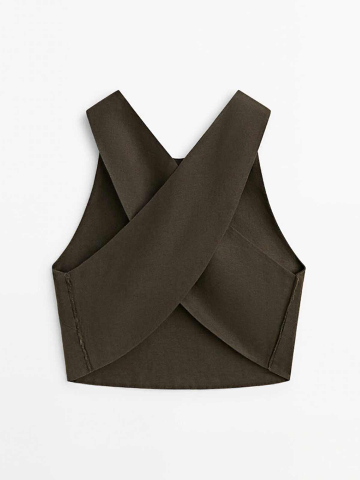 Back Cross Linen Crop Top