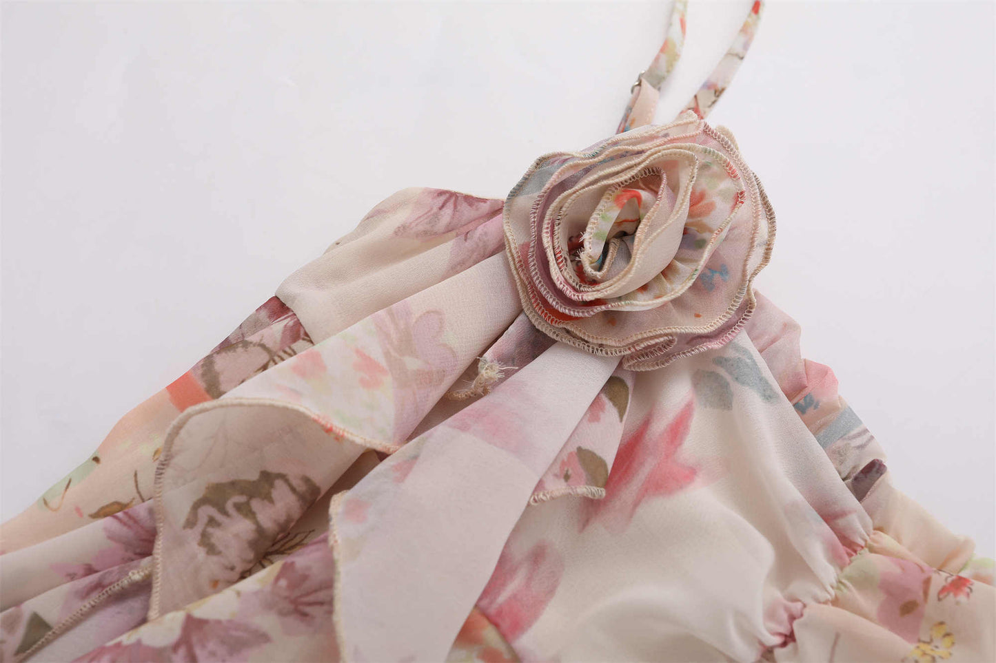 Rose Irregular Ruffled Floral Coquette Dress